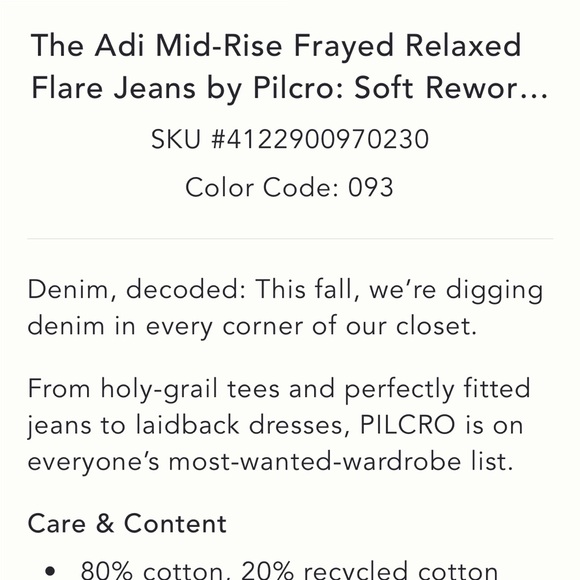 Anthropologie Pilcro Adidas Mid-Rise Frayed Relaxed Flare Jeans - Picture 6 of 11